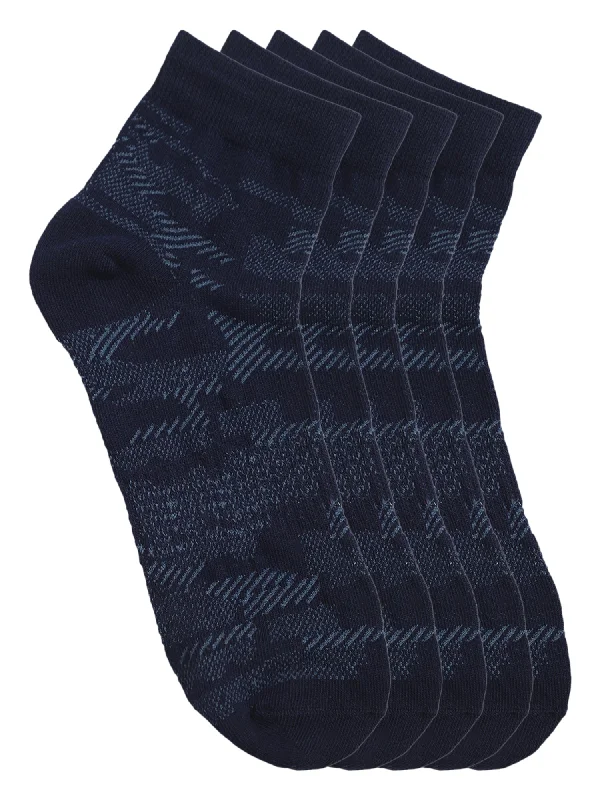 Men's Navy Blue Fashion Ankle length Socks -Pack of 5