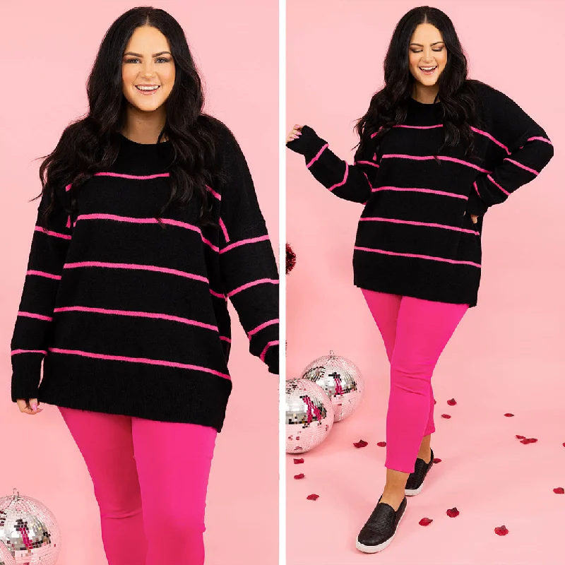 Slumber Party Sweater, Black-Pink